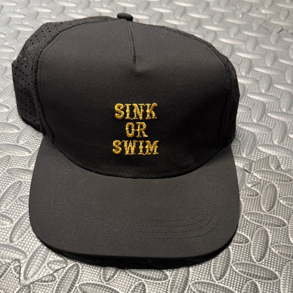 Black 'Sink or Swim' Embroidered Trucker Cap
